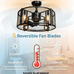 Tangkula Caged Ceiling Fan with Light