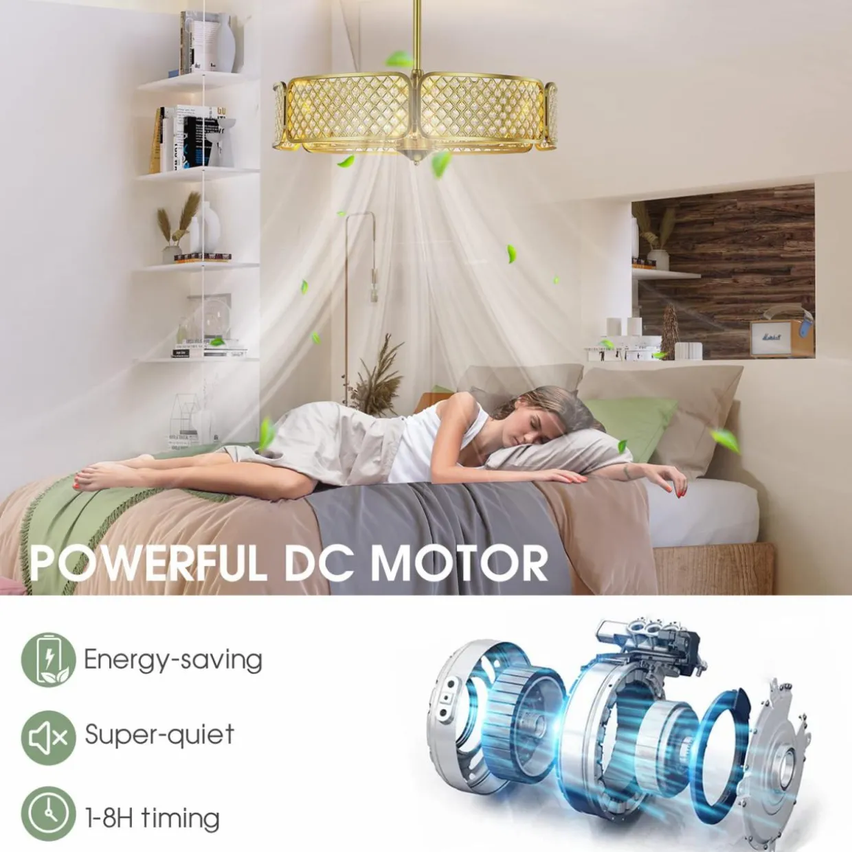 Tangkula Caged Ceiling Fan with Light