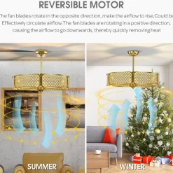 Tangkula Caged Ceiling Fan with Light