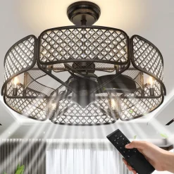 Tangkula Caged Ceiling Fan with Light