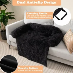 Tangkula Calming Dog Bed, Fluffy Plush Dog Mat Cover Protector for Couch with Detachable Washable Cover
