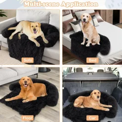 Tangkula Calming Dog Bed, Fluffy Plush Dog Mat Cover Protector for Couch with Detachable Washable Cover