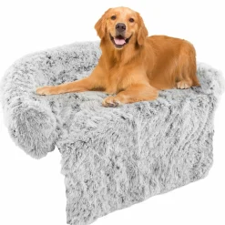 Tangkula Calming Dog Bed, Fluffy Plush Dog Mat Cover Protector for Couch with Detachable Washable Cover