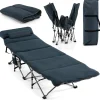 Tangkula Camping Cot for Adults, Folding Sleeping Cot with Removable Mattress, Pillow, Side Pocket