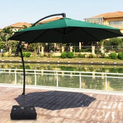 Tangkula Cantilever Offset Patio Umbrella Base Weight Stand with Wheels, 260lbs Wet Sand Filled Weight
