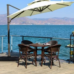 Tangkula Cantilever Offset Patio Umbrella Base Weight Stand with Wheels, 260lbs Wet Sand Filled Weight