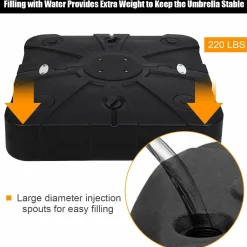 Tangkula Cantilever Offset Patio Umbrella Base Weight Stand with Wheels, 260lbs Wet Sand Filled Weight