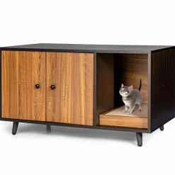 Tangkula Cat Litter Box Enclosure, Cat Washroom W/Divider