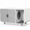 Tangkula Cat Litter Box Enclosure Furniture, Hidden Cat Washroom with Rubber Wood Legs & Mats