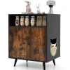 Tangkula Cat Litter Box Enclosure, 2-in-1 Cat Washroom Cabinet with Open Compartment