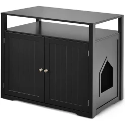Tangkula Cat Litter Box Enclosure, Hidden Cat Washroom with Adjustable Interior Divider