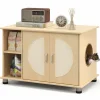 Tangkula Cat Litter Box Enclosure, Hidden Cat Washroom with Storage Shelf, Sisal Scratching Doors