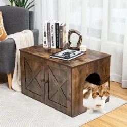 Tangkula Cat Litter Box Enclosure, Hidden Cat Washroom