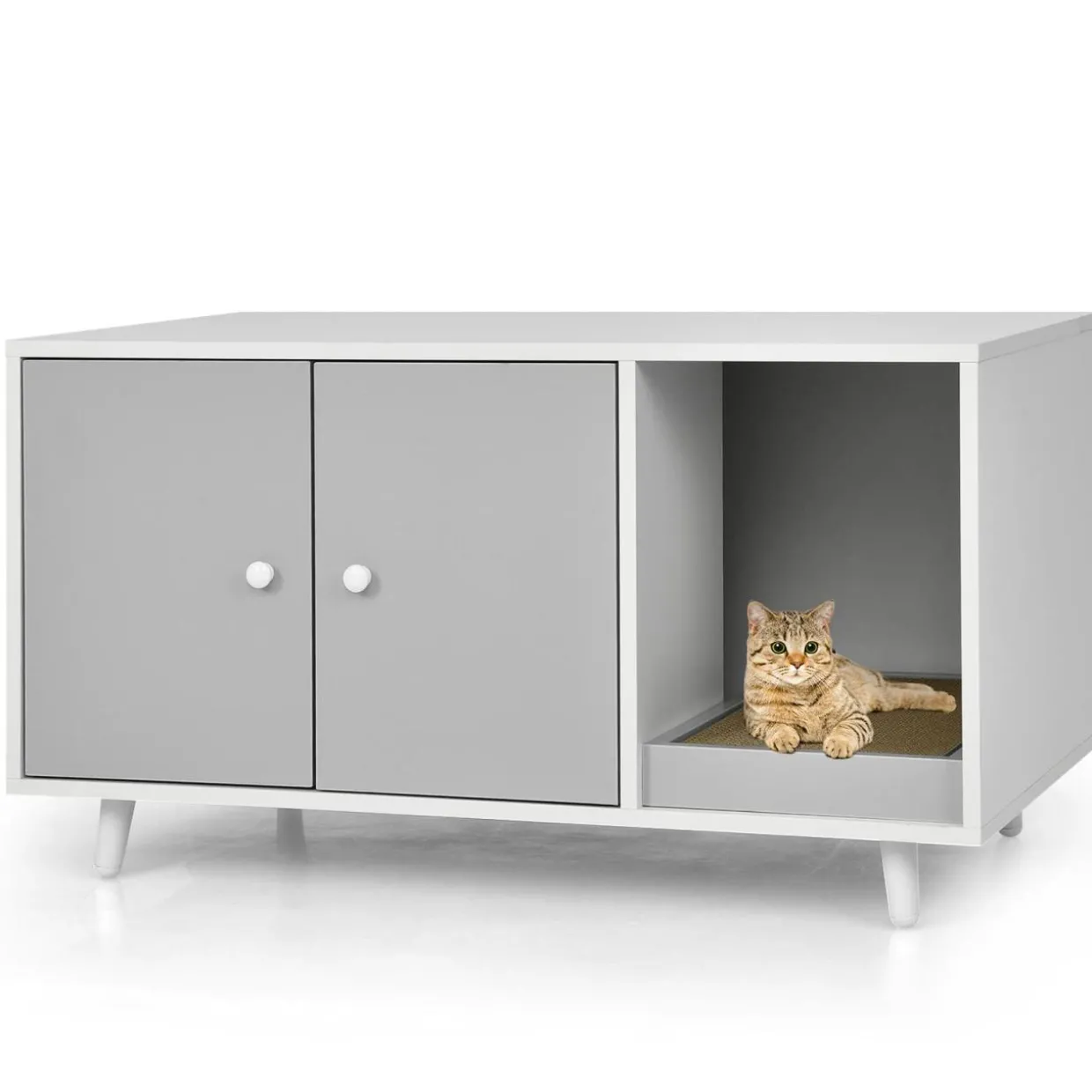Tangkula Cat Litter Box Enclosure, Cat Washroom W/Divider