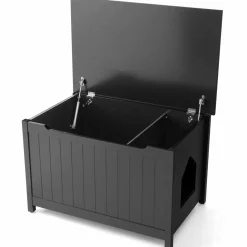 Tangkula Cat Litter Box Enclosure, Flip Top Hidden Cat Washroom with Removable Divider