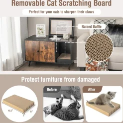 Tangkula Cat Litter Box Enclosure, Cat Washroom W/Divider