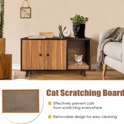 Tangkula Cat Litter Box Enclosure, Cat Washroom W/Divider