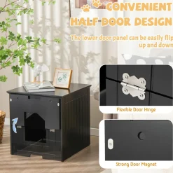 Tangkula Cat Litter Box Enclosure with Flip Half Door, Private Enclosed Cat Washroom with Magnetic Door Latch