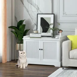 Tangkula Cat Litter Box Enclosure with Cat Scratching Pad
