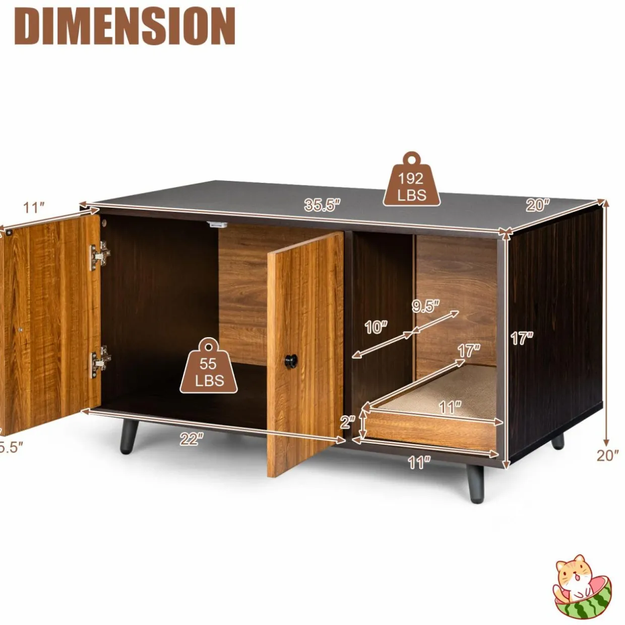 Tangkula Cat Litter Box Enclosure, Cat Washroom W/Divider