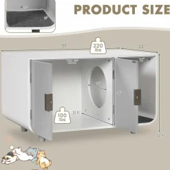 Tangkula Cat Litter Box Enclosure Furniture, Hidden Cat Washroom with Rubber Wood Legs & Mats