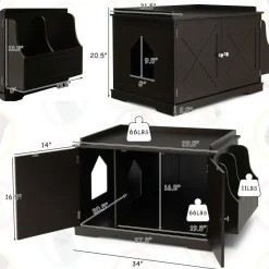 Tangkula Cat Litter Box Enclosure, Wooden Cat House Side Table w/Removable Divider