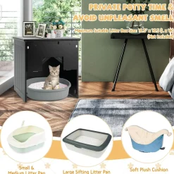 Tangkula Cat Litter Box Enclosure with Flip Half Door, Private Enclosed Cat Washroom with Magnetic Door Latch
