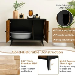 Tangkula Cat Litter Box Enclosure, Hidden Cat Washroom Cabinet with 2 Doors