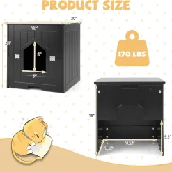 Tangkula Cat Litter Box Enclosure with Flip Half Door, Private Enclosed Cat Washroom with Magnetic Door Latch