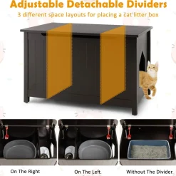 Tangkula Cat Litter Box Enclosure, Flip Top Hidden Cat Washroom with Removable Divider