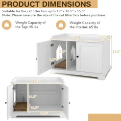 Tangkula Cat Litter Box Enclosure with Cat Scratching Pad