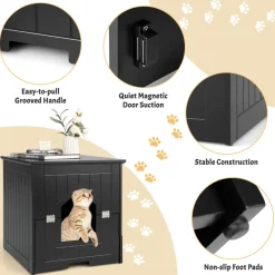 Tangkula Cat Litter Box Enclosure with Flip Half Door, Private Enclosed Cat Washroom with Magnetic Door Latch
