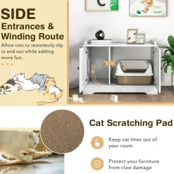 Tangkula Cat Litter Box Enclosure with Cat Scratching Pad
