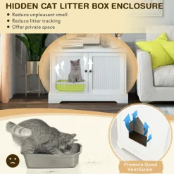 Tangkula Cat Litter Box Enclosure with Cat Scratching Pad