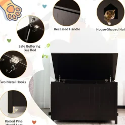 Tangkula Cat Litter Box Enclosure, Flip Top Hidden Cat Washroom with Removable Divider