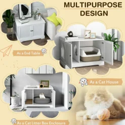 Tangkula Cat Litter Box Enclosure with Cat Scratching Pad