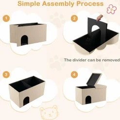 Tangkula Cat Litter Box Enclosure, Hidden Litter Box Furniture Ottoman with Urine Proof Litter Mat