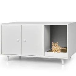 Tangkula Cat Litter Box Enclosure, Cat Washroom W/Divider