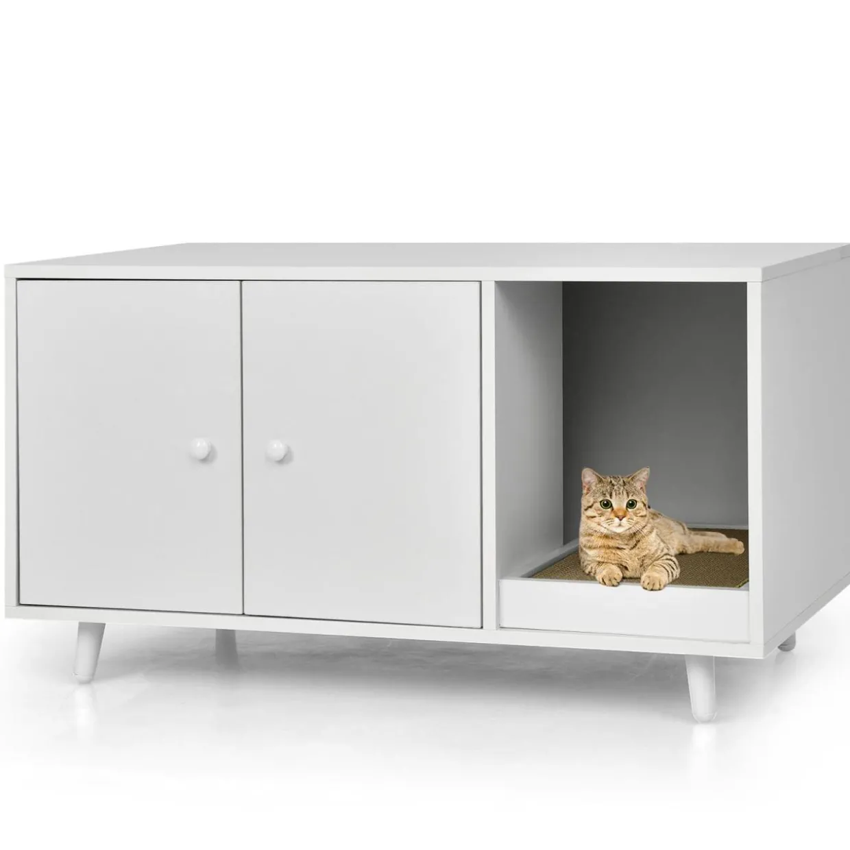 Tangkula Cat Litter Box Enclosure, Cat Washroom W/Divider