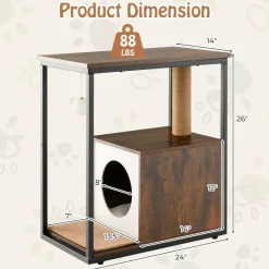 Tangkula Cat Tree End Table, Modern Cat Furniture with Cat Condo