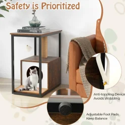 Tangkula Cat Tree End Table, Modern Cat Furniture with Cat Condo