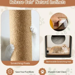 Tangkula Cat Tree End Table, Modern Cat Furniture with Cat Condo