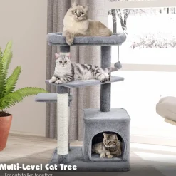 Tangkula Cat Tree for Indoor Cats, 33.5 inch Multi-Level Cat Tower W/Scratching Posts