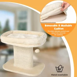 Tangkula Cat Tree for Indoor Cats, 2-Tier Cat Tower with Top Perch & Sisal Scratching Panel & Jingling Fur Ball Toy