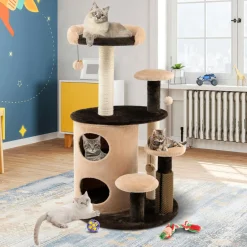 Tangkula Cat Tree for Indoor Cats, 40 Inch Multi-Level Cat Tower with Scratching Posts