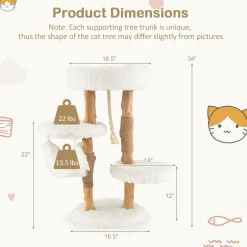 Tangkula Cat Tree for Indoor Cats, Solid Wood Modern Cat Tower with Cozy Top Perch