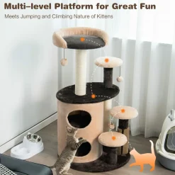 Tangkula Cat Tree for Indoor Cats, 40 Inch Multi-Level Cat Tower with Scratching Posts
