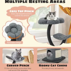 Tangkula Cat Tree for Indoor Cats, 35 Inch Small Cat Tower with Curved Metal Supporting Frame