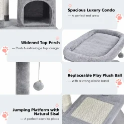 Tangkula Cat Tree for Indoor Cats, 33.5 inch Multi-Level Cat Tower W/Scratching Posts