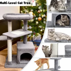 Tangkula Cat Tree for Indoor Cats, 33.5 inch Multi-Level Cat Tower W/Scratching Posts